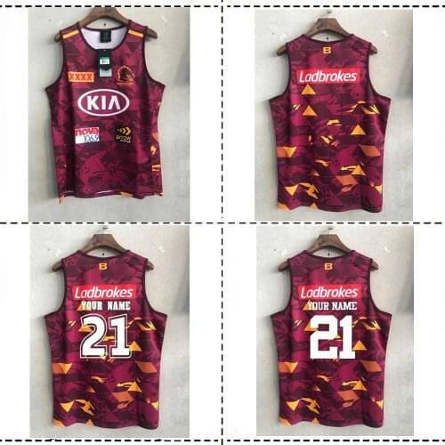 2021 BRISBANE BRONCOS RUGBY JERSEY SINGLET size S--3XL