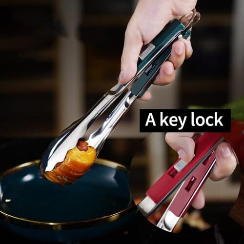 304 Stainless Steel Barbecue Clip Sliding Button Food Clip Household Multifunctional Tongs Bread Folder Kitchen Accessories