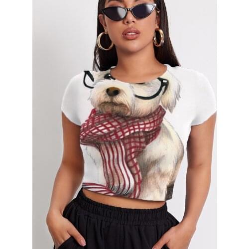 3d Tshirt Dog T-shirt Women Animal Tshirt Printed Painting Funny T shirts Lovely T-shirts 3d Short Sleeve T shirts Printed
