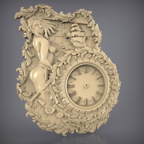 3d STL Model Relief for CNC Router 3D Printer Artcam Aspire Clock _68