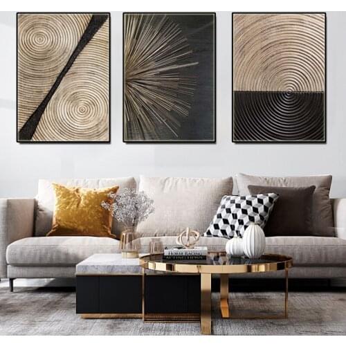 Retro Abstract Wood Grain Canvas Painting Living Room Nordic Poster and Print Black Annual Rings Wall Art Picture for Bedroom
