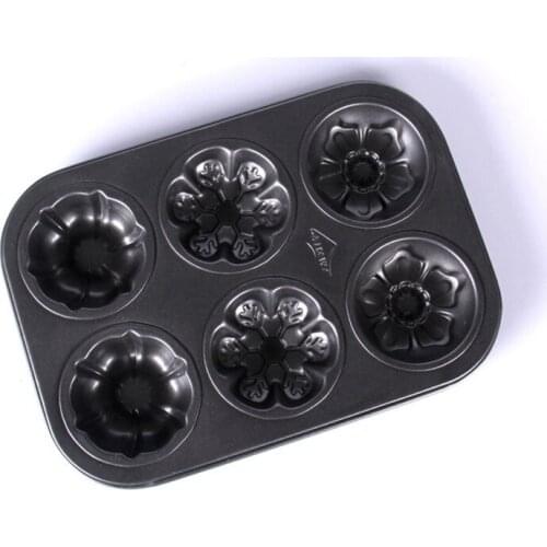 Non-stick Flower Shaped Six-cone Cake Baking Plate Muffin Cup Molds