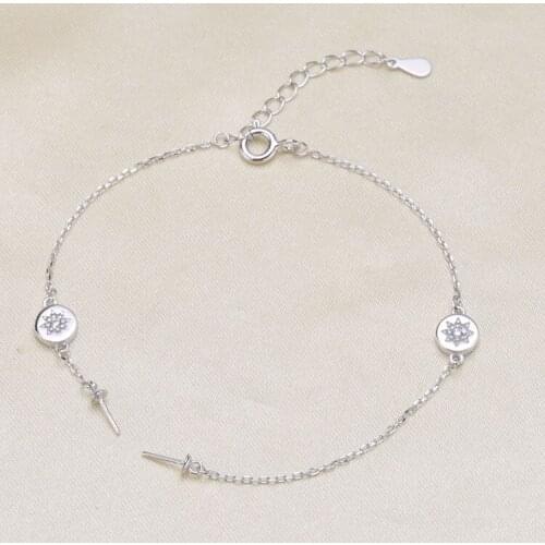 New Arrival 925 Sterling Silver Bracelet Settings Findings Mountings Base Parts Bangle for Akoya Edison Pearls Jade Coral Beads