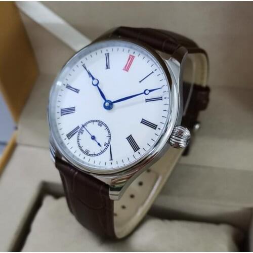 GEERVO No logo 40mm White dial Roman number red 12 Manual mechanical mens Watch sapphire crystal or mineral glass