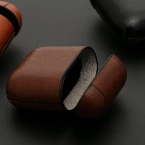 Leather Hook Case For AirPods Vintage Matte For iPhone Apple Airpods Luxury Protective Storage Bag Black Brown Drop shipping