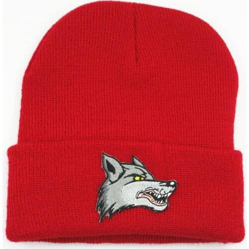 Cotton Wolf animal embroidery Thicken knitted hat winter warm hat Skullies cap beanie hat for men and women 301