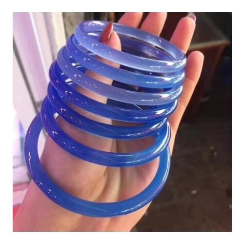 2020 Hot sale 100% Jade Bracelet natural blue Chalcedony BEAUTIFUL sweet women lady charm bangle bracelet luck Jewelry Bracelet