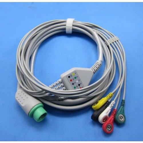 ECG cable with 5 leads snap for fukuda Denshi paitent monitor