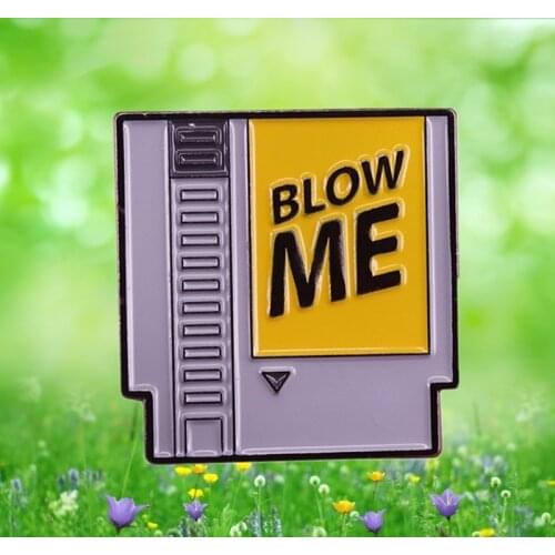NES Cartridge Cart Blow Me Video Game Geek enamel Lapel Pin 1980s Retro Funny Gamer Gift