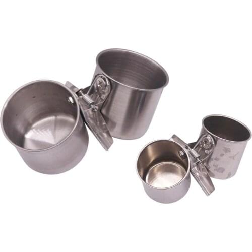 Parrot trough Parrot feeding box Bird cage drinker Stainless steel bird trough Birdcage clip food box Bird double cup trough