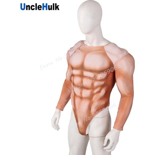 Half Body Medium Silk Floss Muscle Costume Shape Spandex Zentai Suit Halloween Suit - with printed muscle pattern | UncleHulk