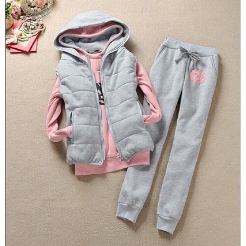 Autumn and winter new Fashion women suit womens tracksuits casual set with a hood fleece sweatshirt three pieces set
