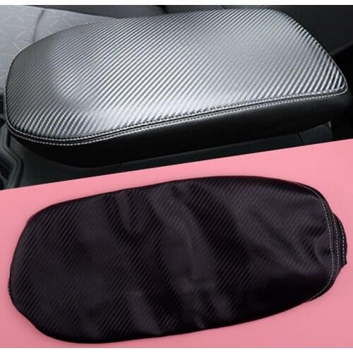 Leather Center Console Lid Armrest Cover Mat Carbon Fiber Style Fit for Toyota RAV4 2019 2020
