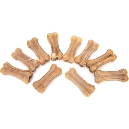Crystal 10Pcs/Lot Leather Pressing Bone Chews Snack Food Treats Dogs Bones For Dog Toys Pet Dog Supplies Wholesale