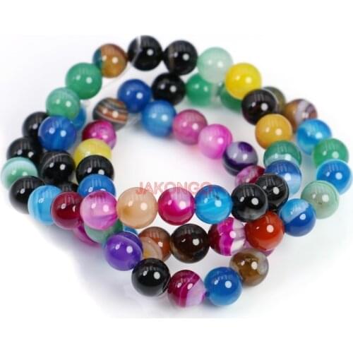 AAA+ Round Colorful Loose Striated Beads for Making Jewelry Diy Handmade Bracelet Necklace 4/6/8mm