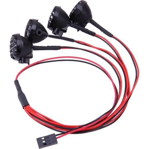 1/10 RC Cars 4LED White Lights with Round Lampshade for RC Rock Crawler Car Parts Simulation Vehicles Model Assembly Accessory