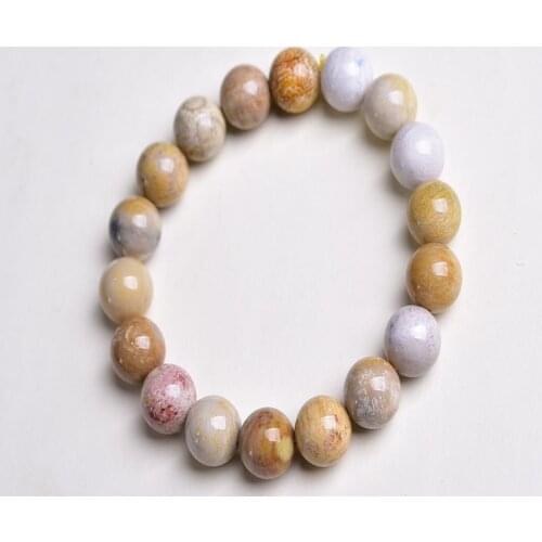 Natural Petrified Wood Stone Beaded Bracelet For Men and Women Jewelry Retro and Nostalgic,New Design Stretch Yoga Gift
