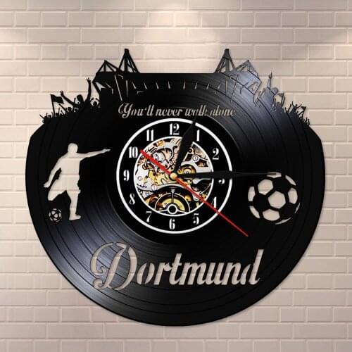 German States Football Stadium Fans Dortmund City Skyline Wall Clock Cellebration Champions Wall Art Vinyl Record Wall Clock