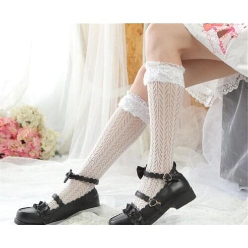 Maid Lolita Socks Knee High Cosplay Costumes Accessories Nylon Lace bow Socks Anime Cartoon Girl Gift B748