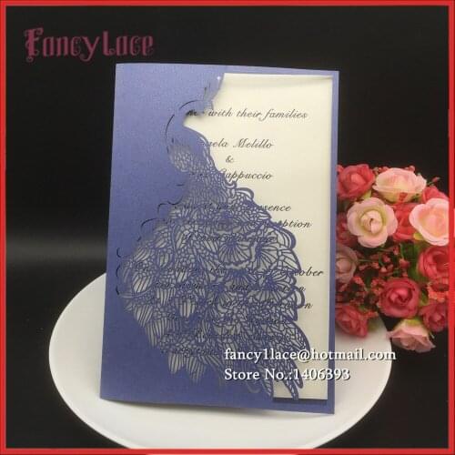 New 30Pcs/Lot Creative Delicate Peacock Laser Cut Business Party Wedding Invitations Card Decoration Romantic Wedding Supplies