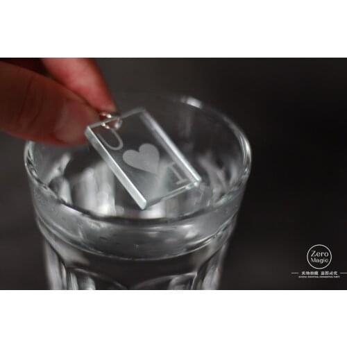 The Ghost Glass - 1.0/3.0/Necklace/LOVE Version,Close Up Illusion,Card Pattern Appearing in Glass, Gimmick magic tricks,Props