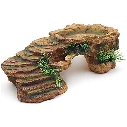 Reptile Turtle Basking Platform Reptile Terrarium Hideout Tortoise Resin Rock Hide Cave Habitat Ornament Aquarium