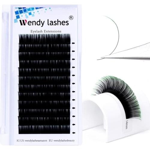Eyelash Extension Gradient Red Green Brown Blue Purple 12 Rows Colored Individual Faux Mink False Eye Lashes Professional Salon