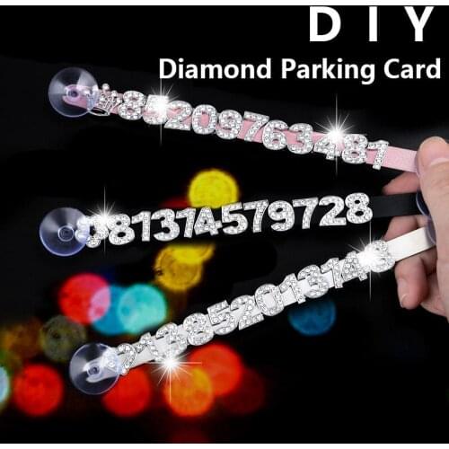 DIY Handmade Crystal Car Styling Temporary Parking Card Diamond Sucker Phone Noctilucent Number Card Plate Car accessories