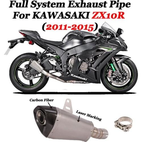 Motorcycle GP Exhaust Carbon Fiber Muffler Escape Moto Modiifed Mid Link Slip On For KAWASAKI ZX10R 2011-2015 2012 2013 2014