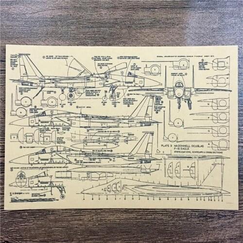 SPF-185 back to the future kraft paper "Details aircraft structure" wall art poster pictures home decor for bathroom 42x30 cm