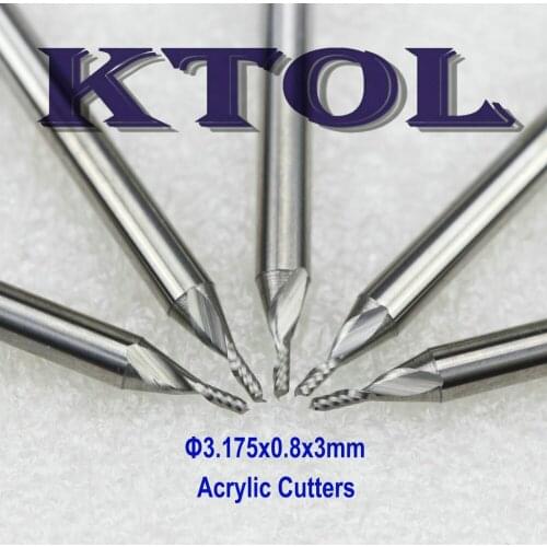 3.175x0.8x3MM Spiral CNC Router Bit One Single Flute Carbide End Mill Cutter Acrylic CNC Bit Milling Cutting Tools High Speed