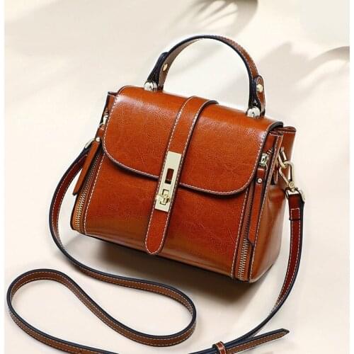 Split Leather Women Cow Shoulder Bag Vintage Office Ladies Crossbody Messenger Bags Packing Handbag Hasp Sling Satchels Bolsos
