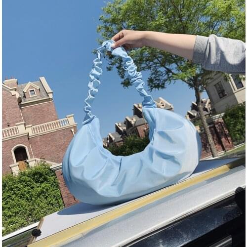 Yunduo Bag Cemale 2021 Spring and Summer New Fold Bag OL Commuter Versatile Armpit Bag Soft Shoulder Bag Handbag