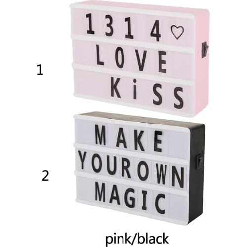 A6 Size LED Letter Combination Night Light Box Lamp DIY Black Letters Cards AA Battery Cinema Lightbox