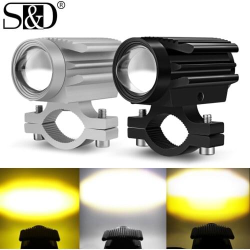 Motorcycle LED Headlight Tricolor Projector Lens 15000LM Car ATV Driving Fog light Auxiliary Spotlight Scooter Lamp 12V 24V