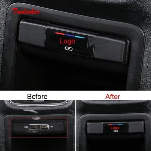 Tonlinker Interior Rear USB Port Cover sticker for SKODA OCTAVIA/RS/Superb 2016-19 Car Styling 1 PCS Plastic Cover sticker
