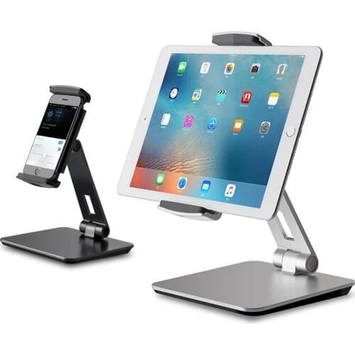 Universal Smartphone & Tablet Stand, Aluminum Desk Mount Holder fits for 3.5-6.5 inch Smartphone 7-13 inch iPad Pro Air Mini
