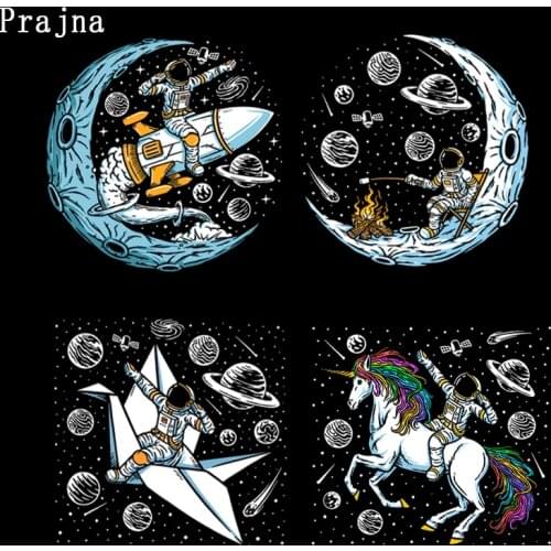 Prajna Hippie Space Astronaut Patch Iron On Transfer Vinyl Patches For Clothing Sticker On Clothes Thermal Washable fabric