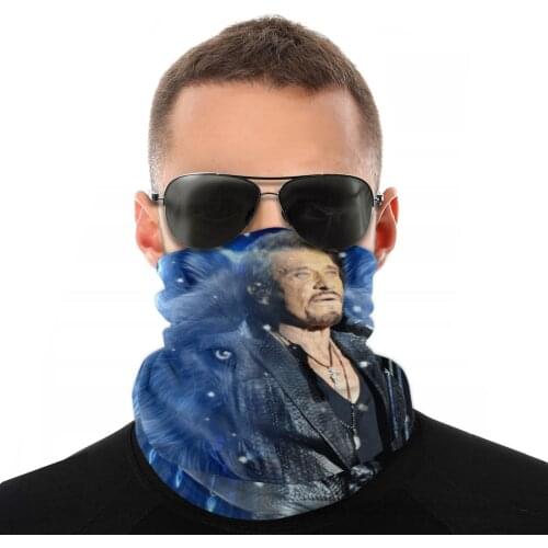 Johnny Hallyday Rock N Roll Magic Scarf Half Face Mask Fashion Tube Mask Balaclava Bandanas Windproof Headwear Outdoor Camping