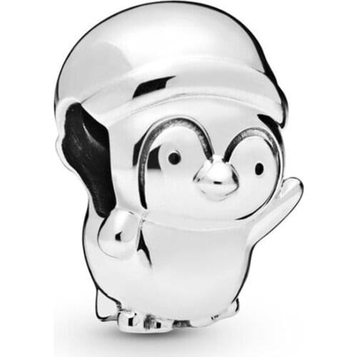 Authentic 925 Sterling Silver Bead Christmas Penguin Charm Fit Fashion Women Pandora Bracelet Bangle Gift DIY Jewelry