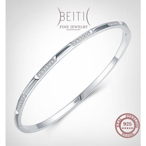 Beitil Top Quality Real 925 Sterling Silver Classic Clear Zircon Bracelets For Women Hypoallergenic Minimalist Fine Jewelry