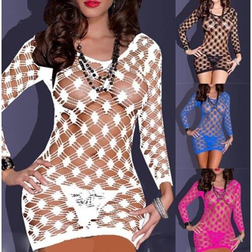 Lady fishnet Sexy Underwear Sexy Lingerie transparent Exotic Dress Erotic appeal Lingerie For See-through nightgown pajamas