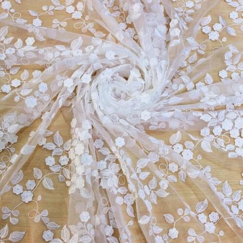 1.3Meter Width 1Yard High quality 3D embroidery African Lace Fabric 2020 High quality lace Dress fabric