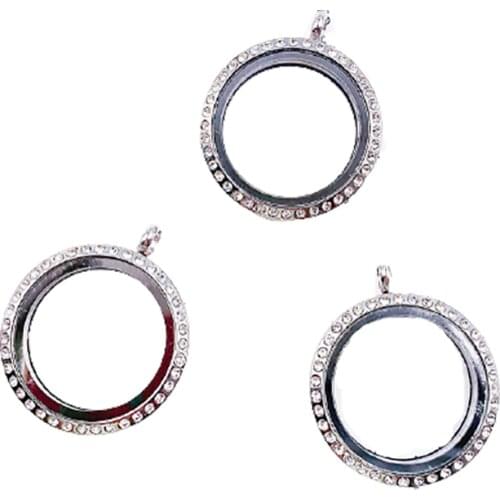 1PC Round Alloy 30MM Floating Locket Pendant Mix Colors Floating Glass Locket Pendant Necklace