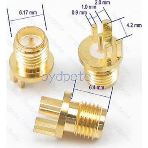 10pcs/lot RP-SMA female Connector 1.0mm Socket PCB Edge Mount circle round panel Solder RF