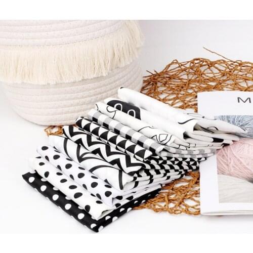 100% Pure Cotton Fabric Black and White Print DIY Sewing Materials Home Textiles Mask Making Crafts Supplies 45*50cm/pc