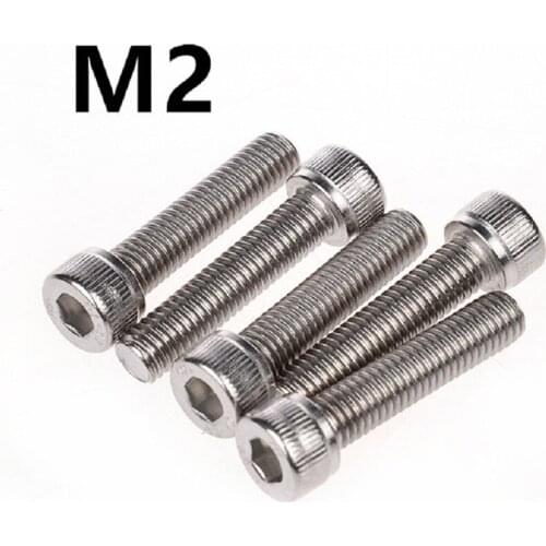 100pcs/lot M2x3/4/5/6/8/10/12/16/18mm GB70.1 DIN912 Stainless steel hex socket cap screw