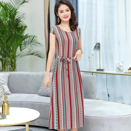 New 2020 Women Summer Dresses Vintage Dress Beach Dress Tops Vestido Party Dress Print Casual Short O-neck Straight Natural