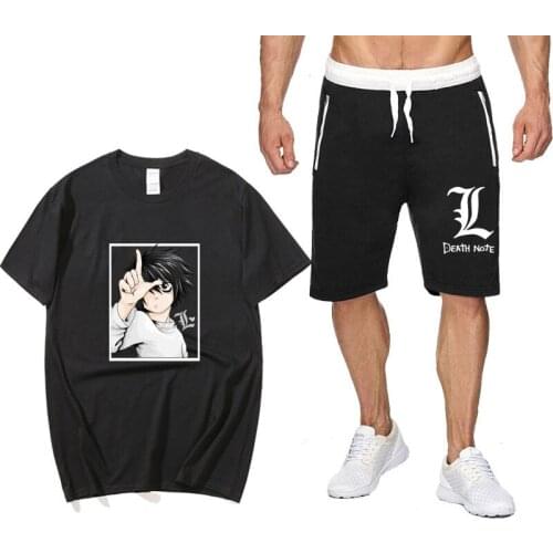 2021 Japan anime Death Note Harajuku T-Shirt short sleeve shorts set male and female students couples T-shirt five pantsuit