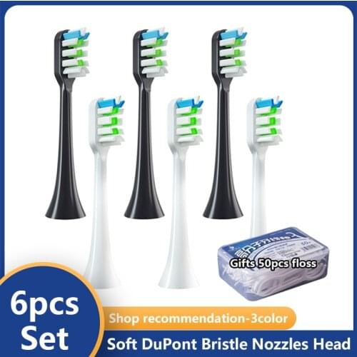 6pcs for SOOCAS X3/X3U/X5 Replacement Toothbrush Heads Sonic Electric Clean Tooth Brush Heads Soft Bristle Nozzles 50pcs Floss